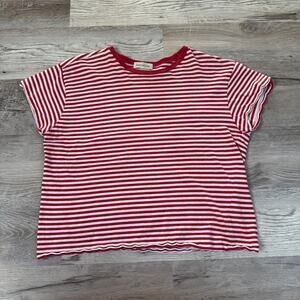 Vintage 90s Ann Taylor Red White Stripe Tee Coastal Grandmother 90s Large